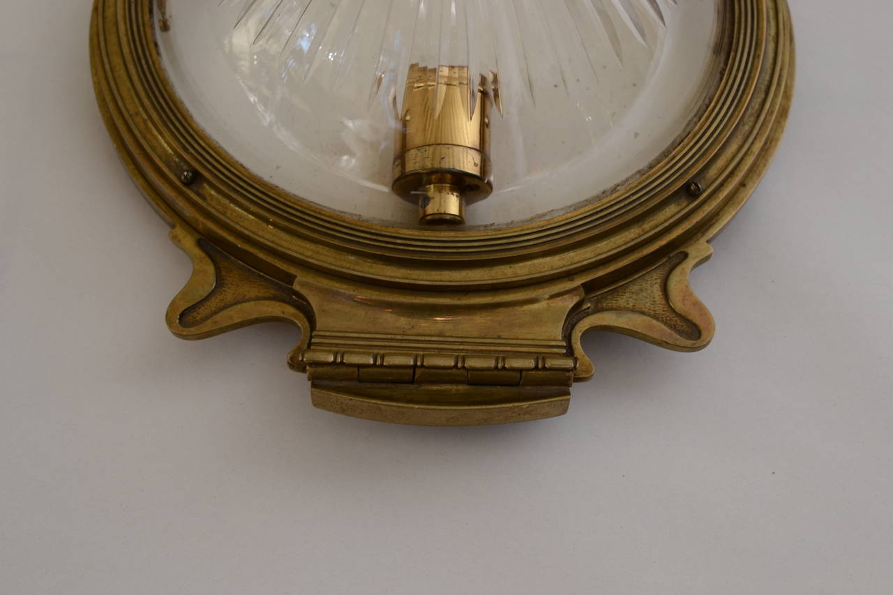 Brass Very Rare Exceptional Wall Lamp Attributed to Joseph Maria Olbrich For Sale