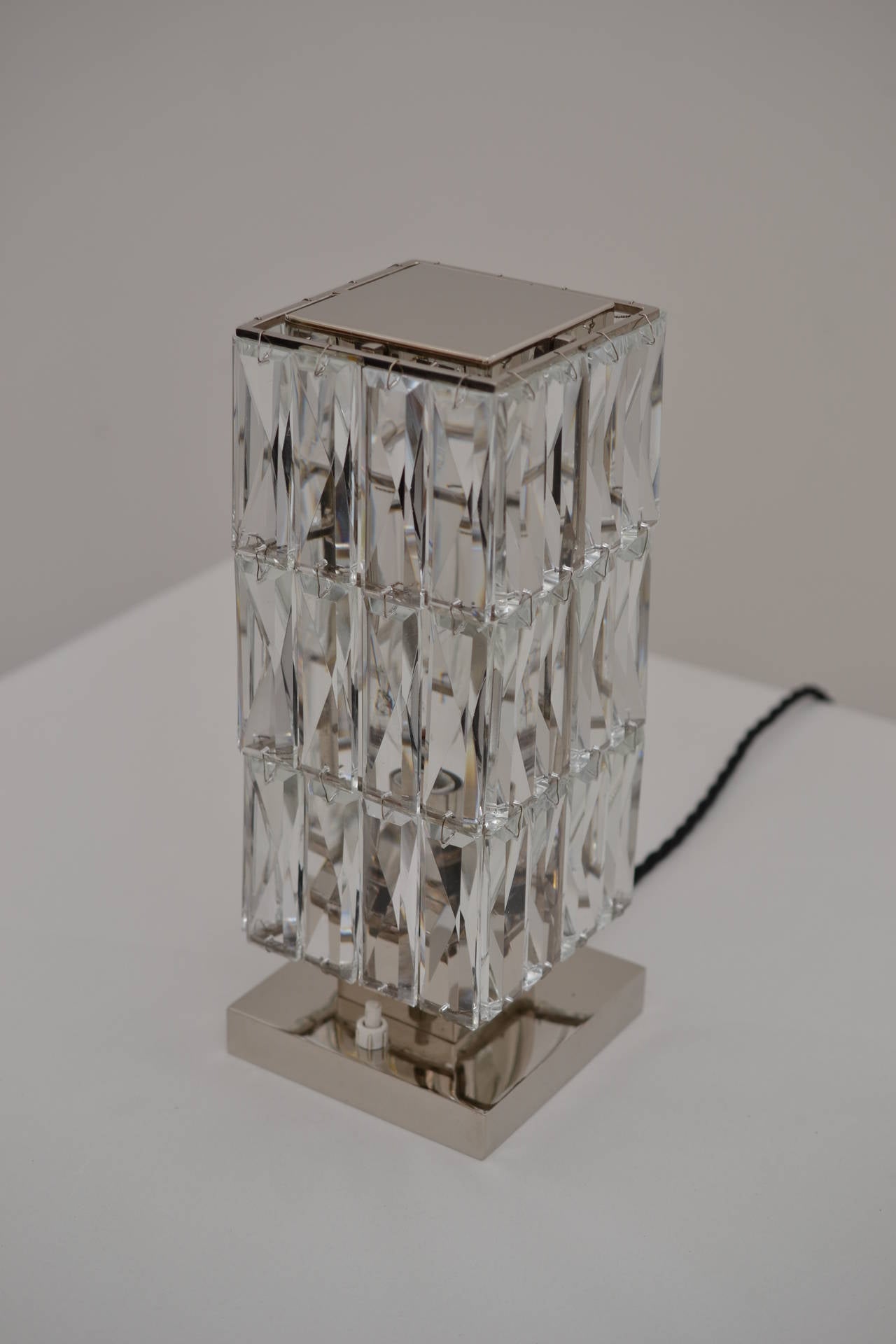 Mid-Century Modern Crystal Glass Table Lamp Manufactured by Bakalowits, Vienna, 1950