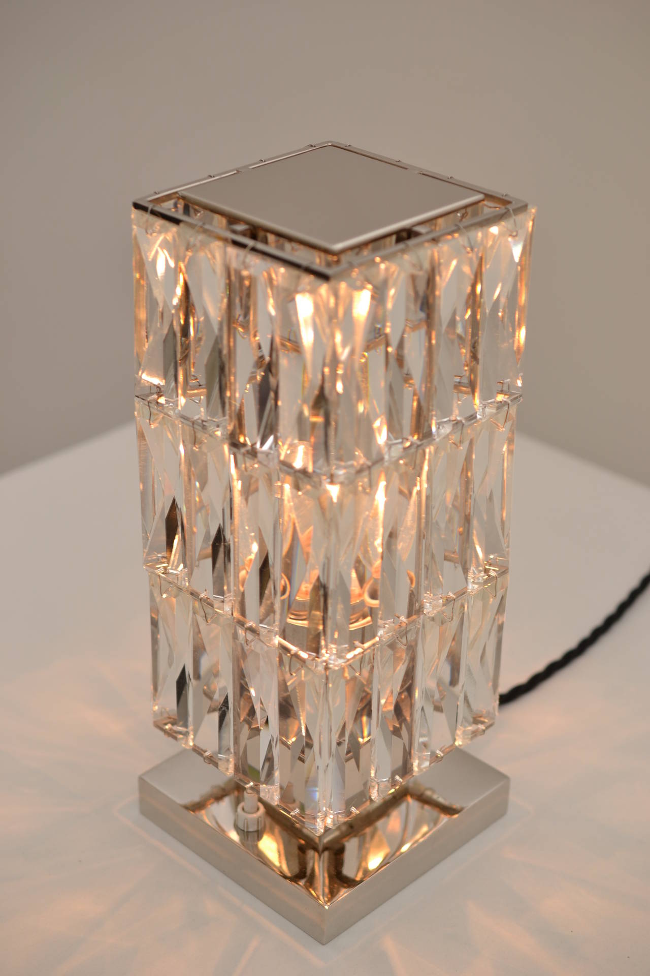 Austrian Crystal Glass Table Lamp Manufactured by Bakalowits, Vienna, 1950