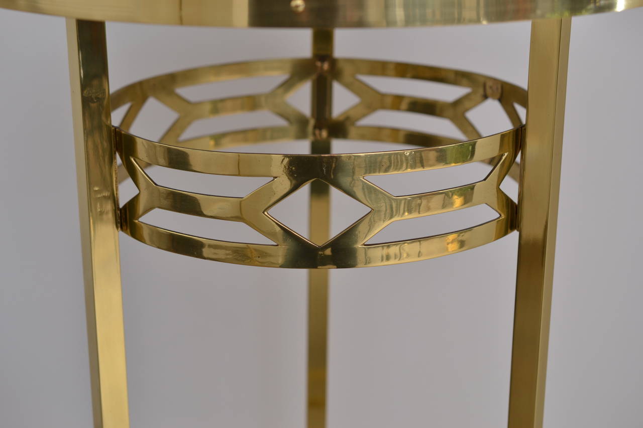Jugendstil Polished Brass Table and Enamelled Stove