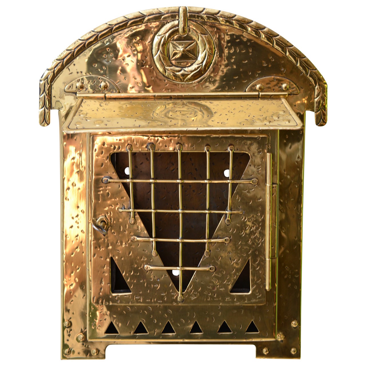 Viennese Brass Hammered Letter Box