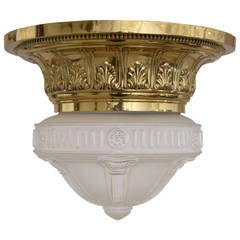 Historic Ceiling Lamp with Original Glass Shade