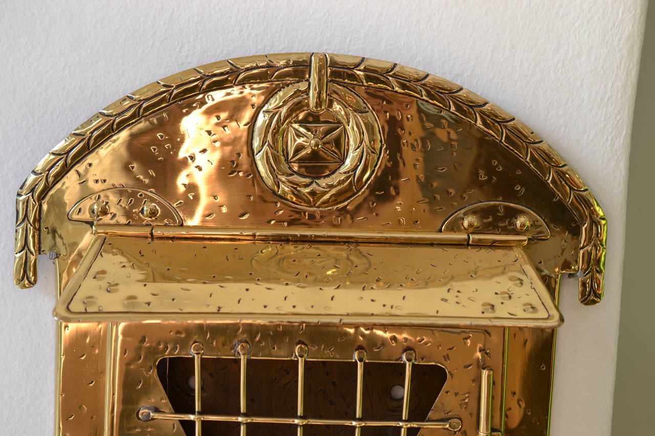 Austrian Viennese Brass Hammered Letter Box