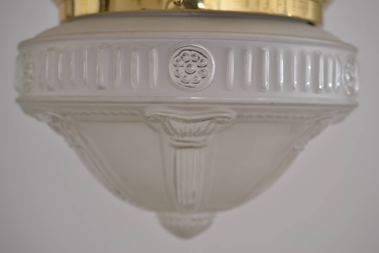 Neoclassical Historic Ceiling Lamp with Original Glass Shade