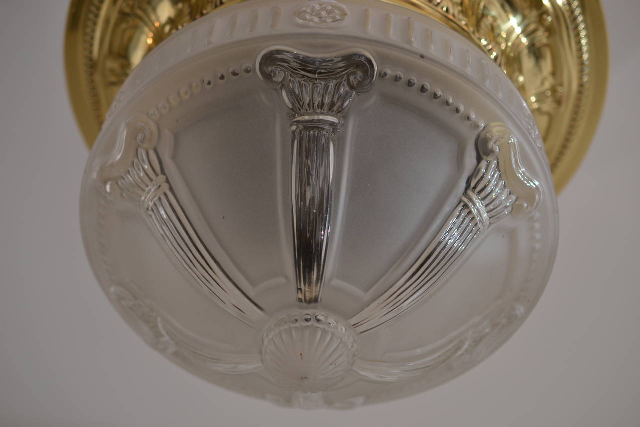 Late 19th Century Historic Ceiling Lamp with Original Glass Shade