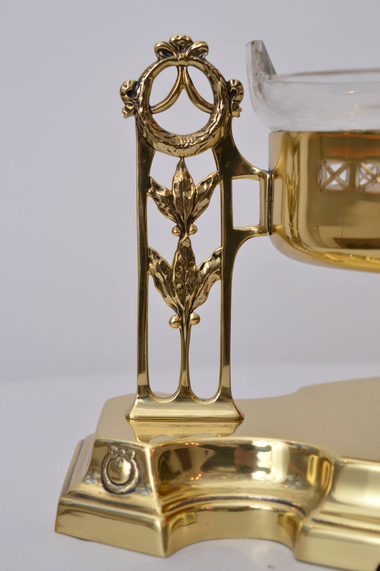 Austrian Argentor Brass Centerpiece with Original Glass