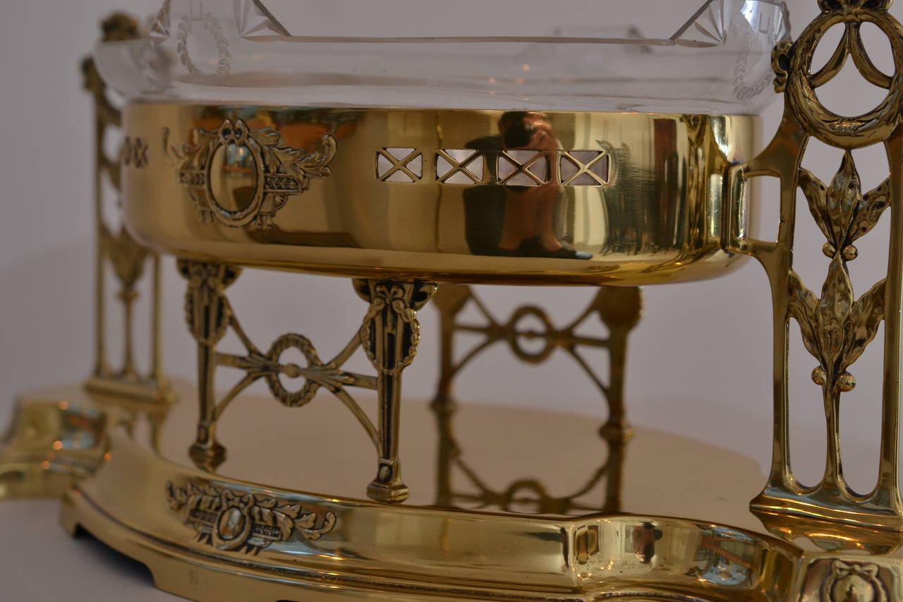 Argentor Brass Centerpiece with Original Glass 1