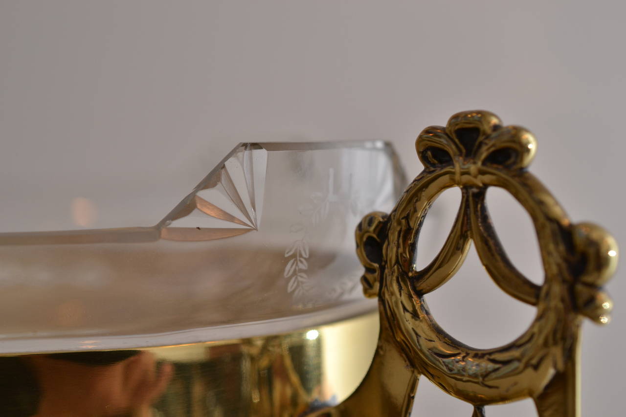 Early 20th Century Argentor Brass Centerpiece with Original Glass
