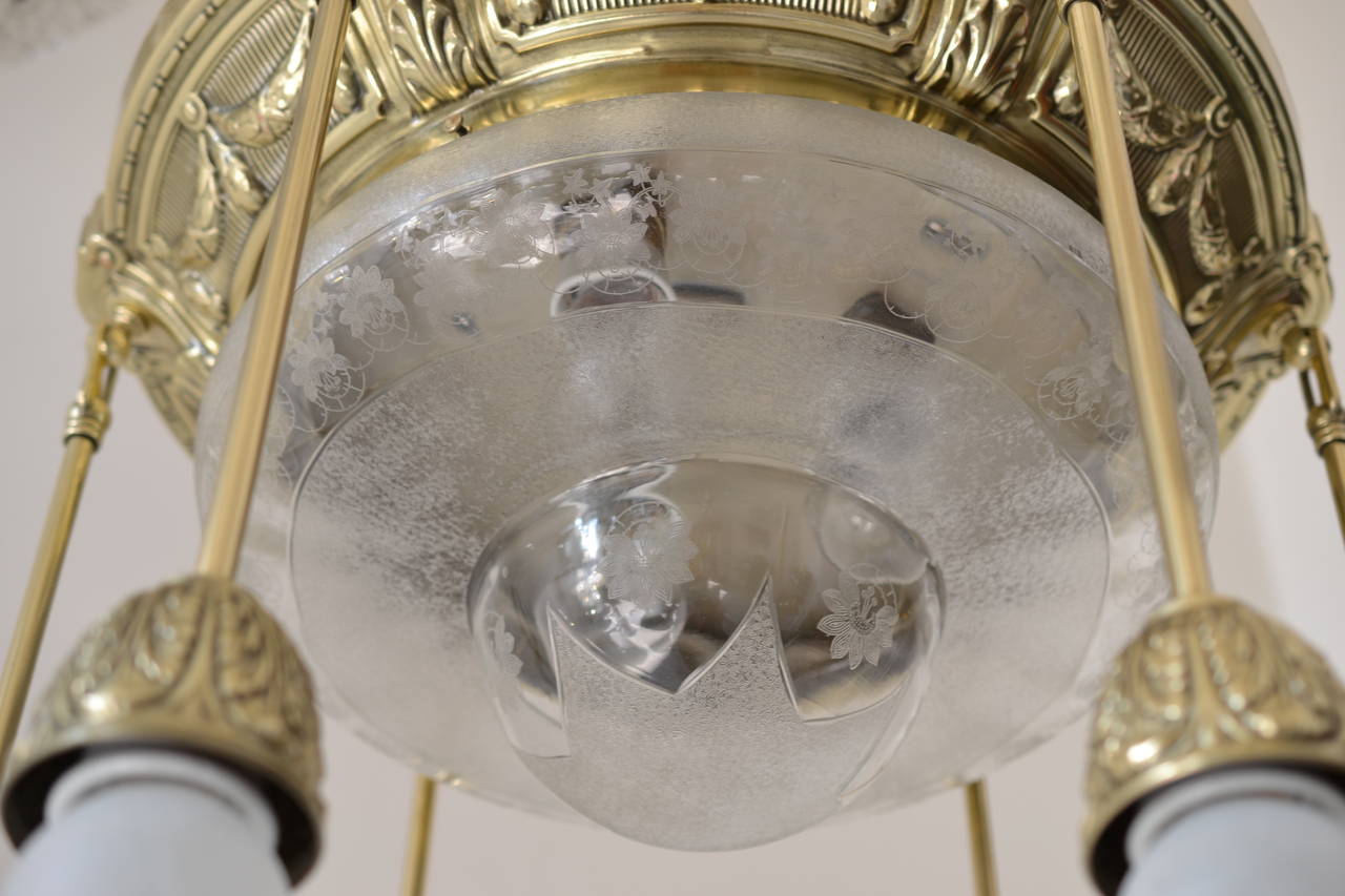 Austrian Historistic Ceiling Lamp with Original Glass
