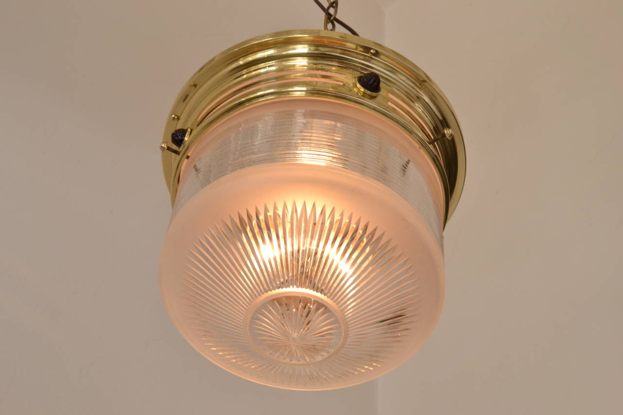 Austrian Ceiling Lamp with Cut Glass and Red Opaline Stones