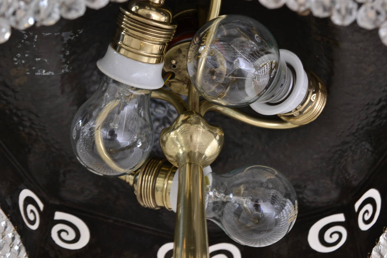 Austrian Hammered Jugendstil Table Lamp with Original Cut Glass Balls