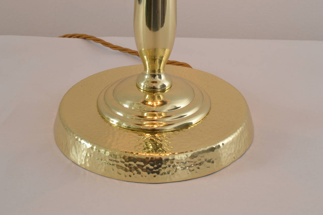 Hammered Jugendstil Table Lamp with Original Cut Glass Balls 1