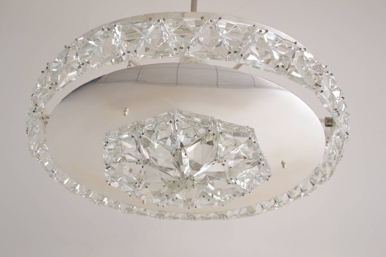 Silver plated bakalowits Vienna faceted crystal chandelier, 1950s, Vienna.
Original condition