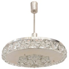 Lampadario in cristallo sfaccettato Bakalowits Vienna placcato argento, anni '50, Vienna