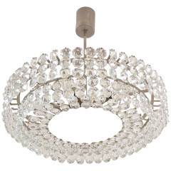 Brass Nickel-Plated Bakalowits Vienna Faceted Crystal Chandelier, 1950s, Vienna 6