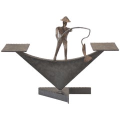 Viennese Iron Flower Stand with a Fish Catcher