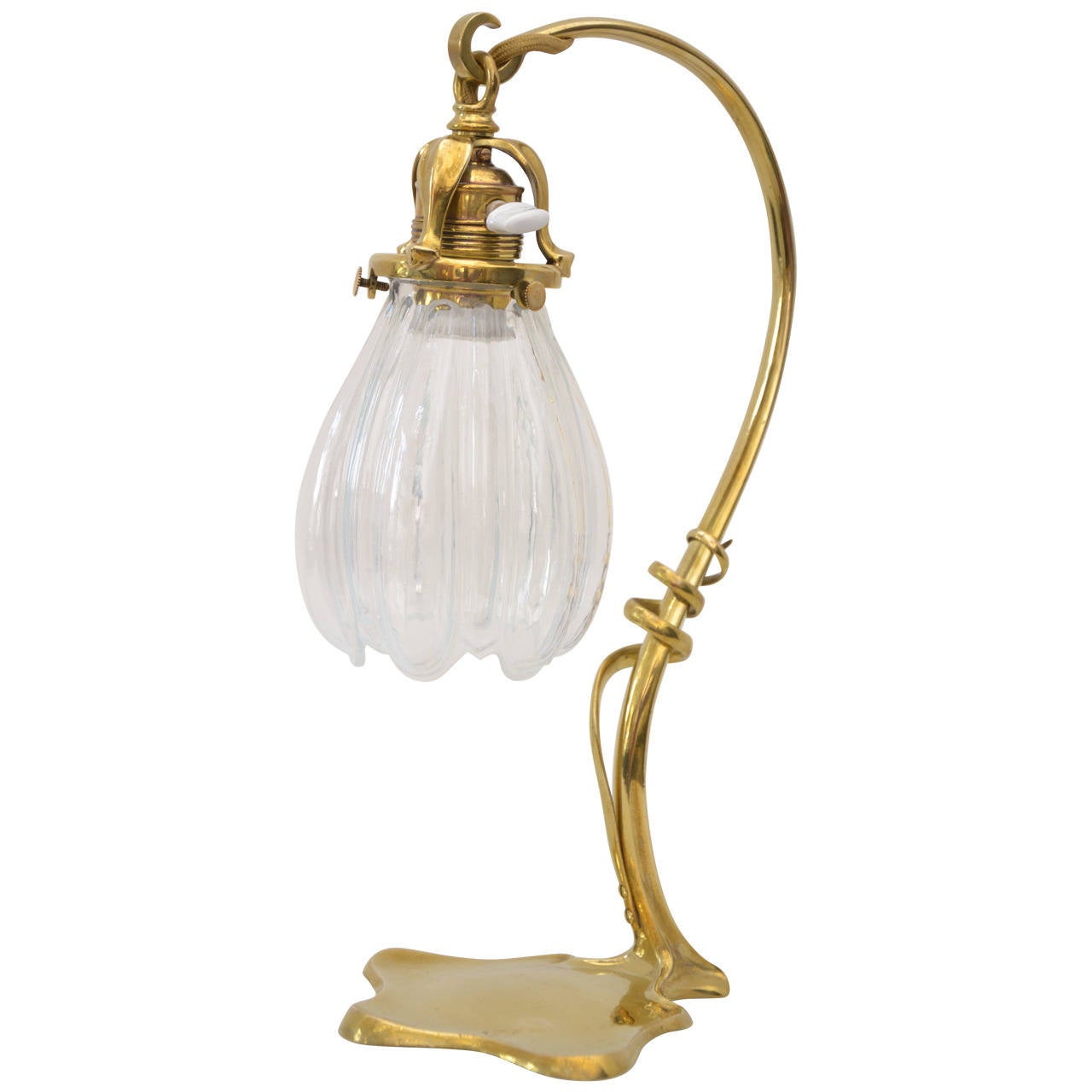 Art Nouveau Flower Table Lamp Opaline Glass For Sale at 1stDibs