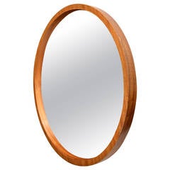 Vienna Round Walnut Modernist Mirror, 1950s