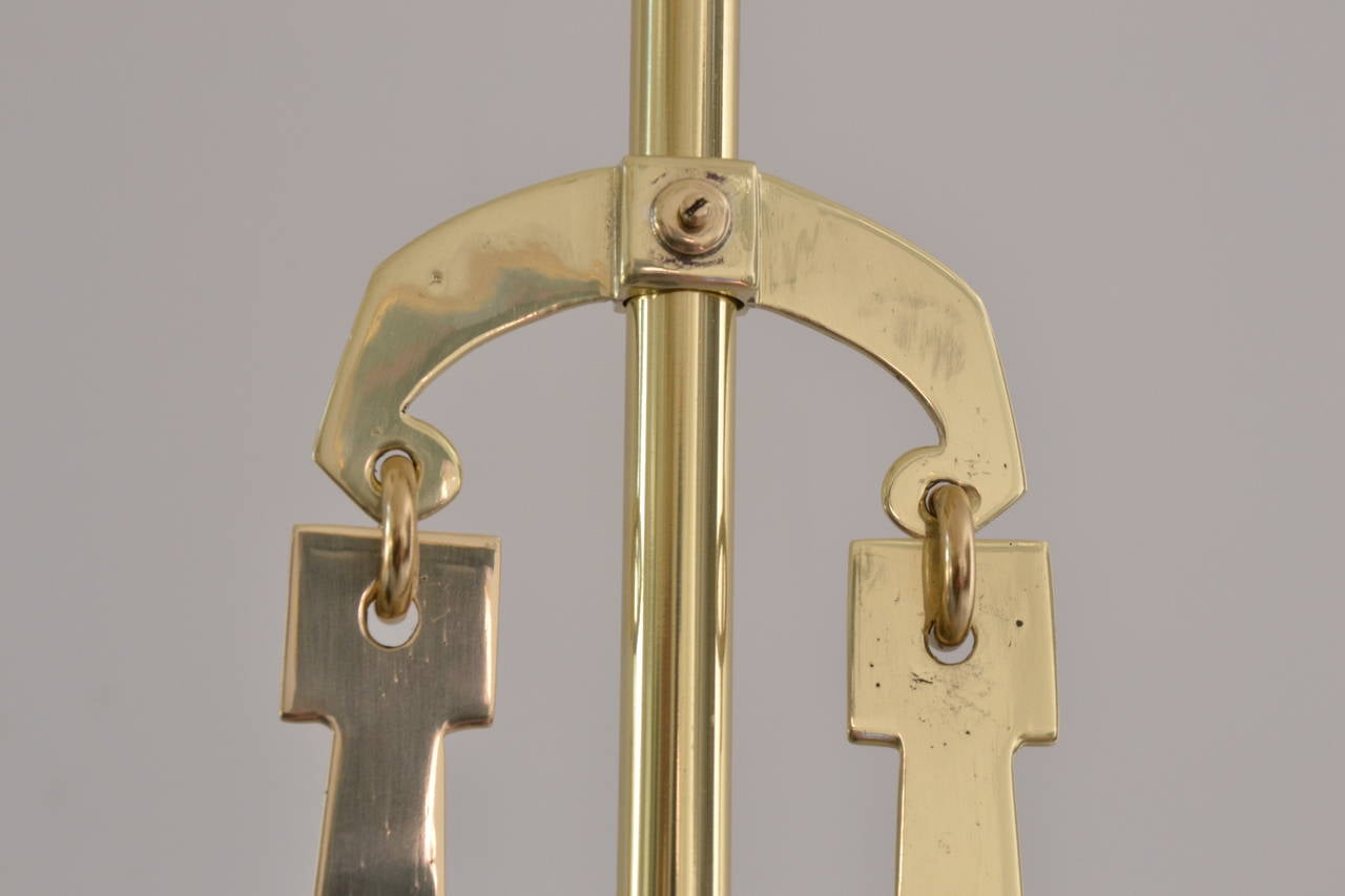 Jugendstil Brass Anteroom Lamp and Opaline Glass 2