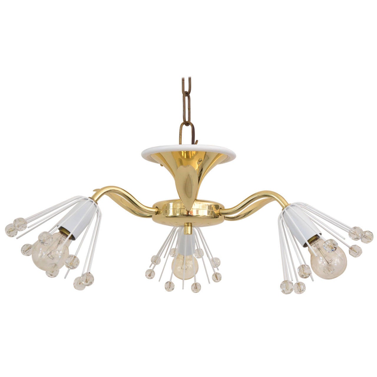 1950s Emil Stejnar Brass and Crystal Wall Lamp Flush Mount For Sale at 1stdibs
