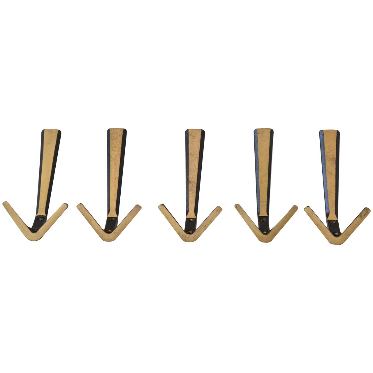 Set of 10 Brass Wall Hooks