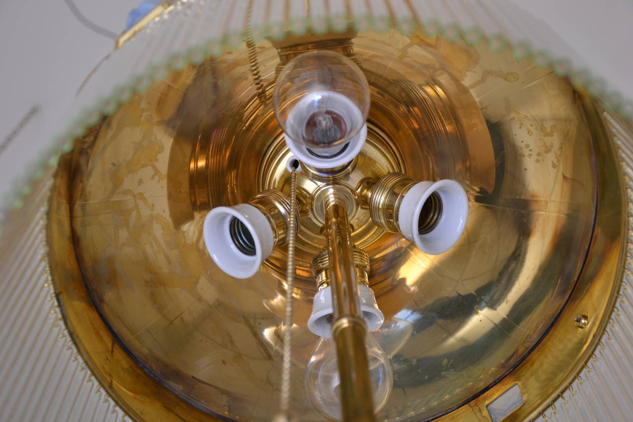 Brass Adjustable Jugendstil Floor Lamp with Opal Glass Stones