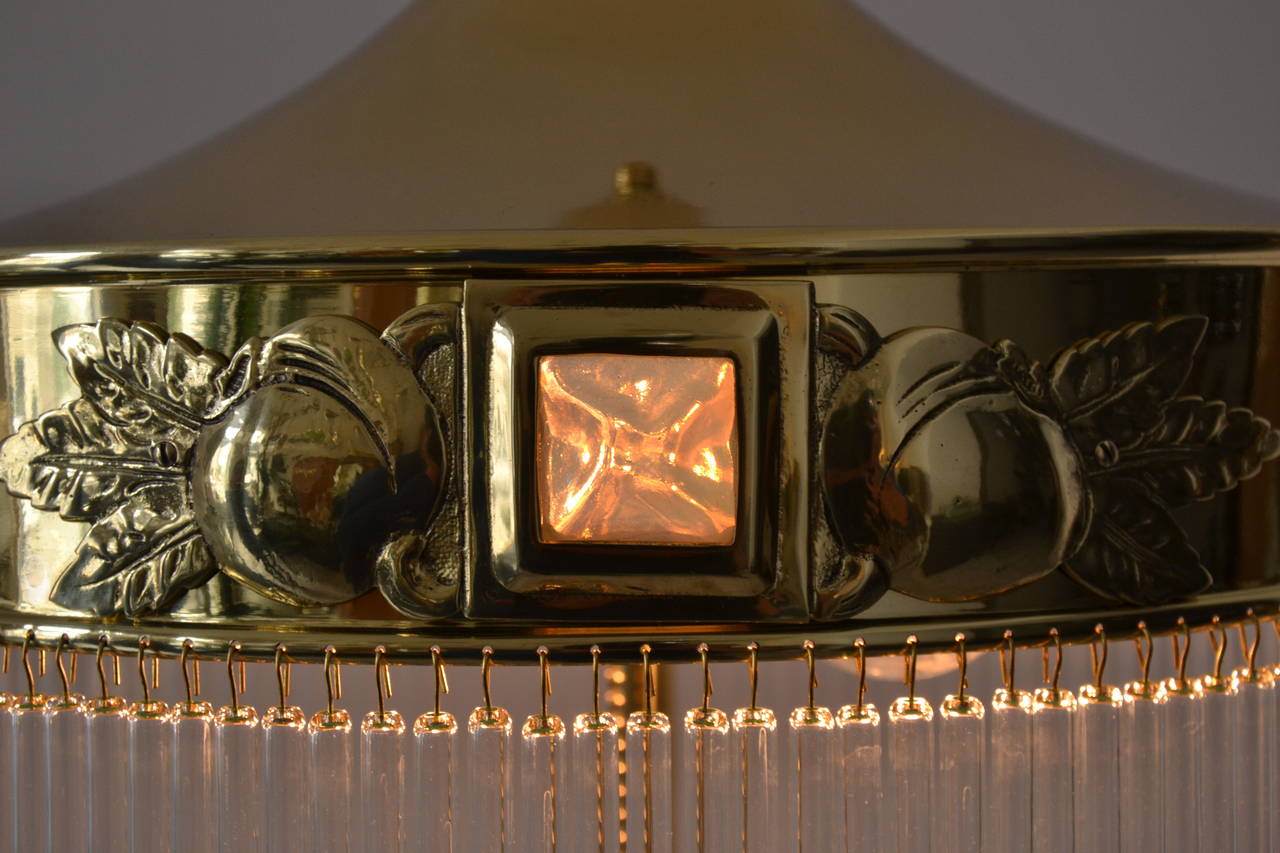 Adjustable Jugendstil Floor Lamp with Opal Glass Stones 1