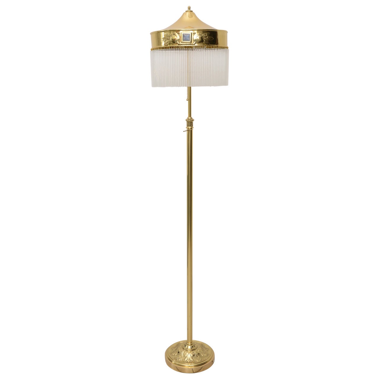 Adjustable Jugendstil Floor Lamp with Opal Glass Stones
