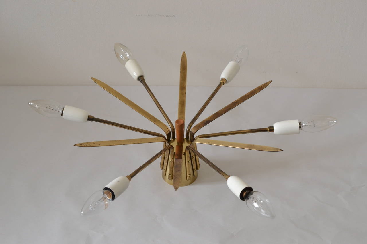 Sputnik Einbaubeleuchtung, entworfen von Rupert Nikoll, Wien 1950 (Moderne der Mitte des Jahrhunderts) im Angebot