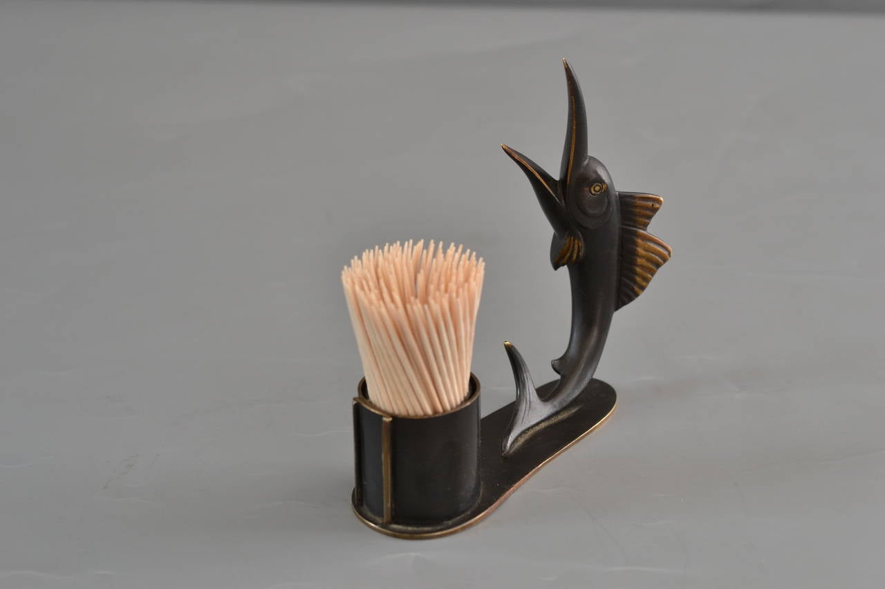 Mid-Century Modern Support de cure-dents en forme de poisson Richard Rohac, Autriche, années 1950 en vente