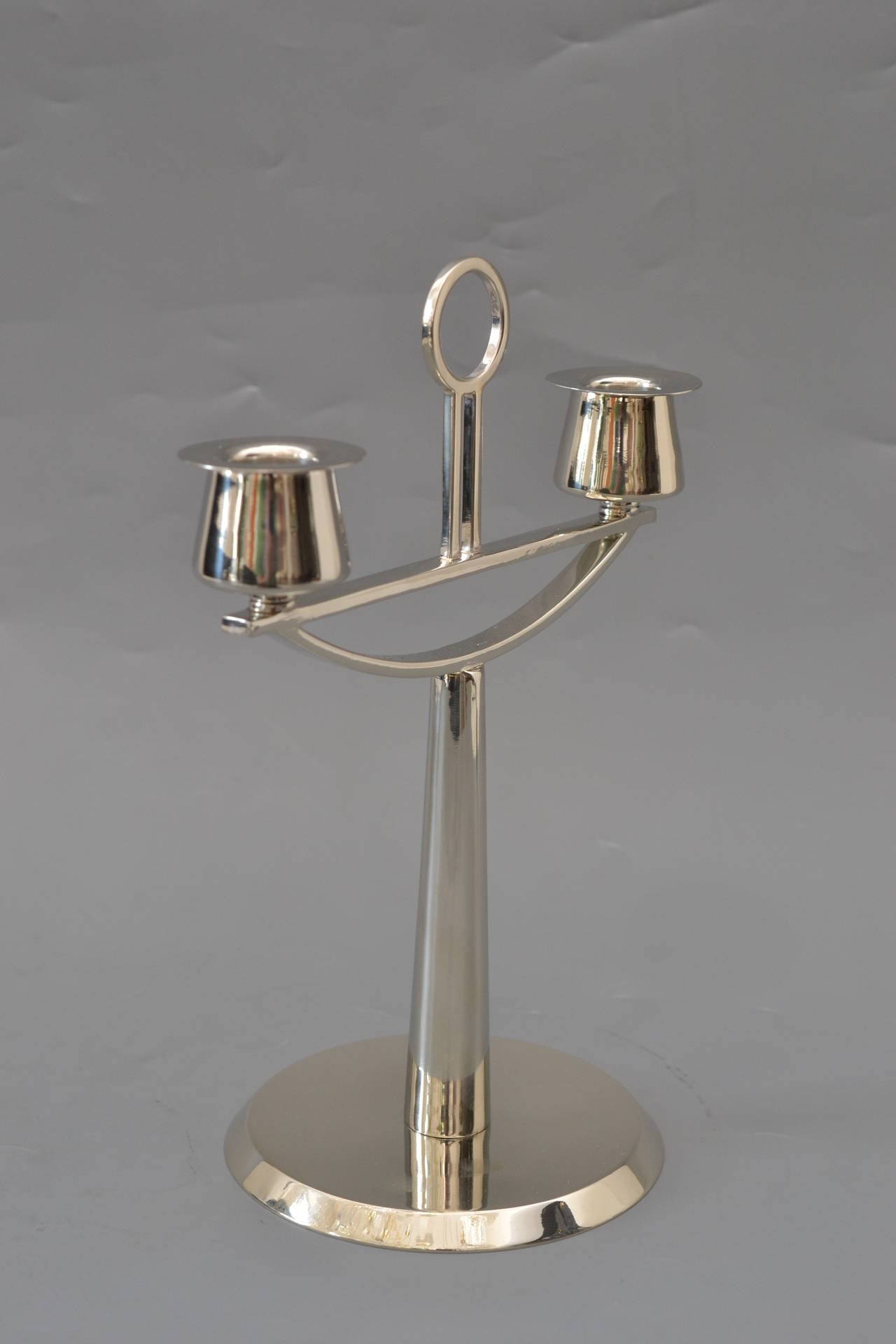 Bougeoir Art Déco Alpaca  vers 1920 
polie