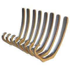 Eight Austrian Brass Wall Hooks by Hertha Baller in the Carl Auböck Style