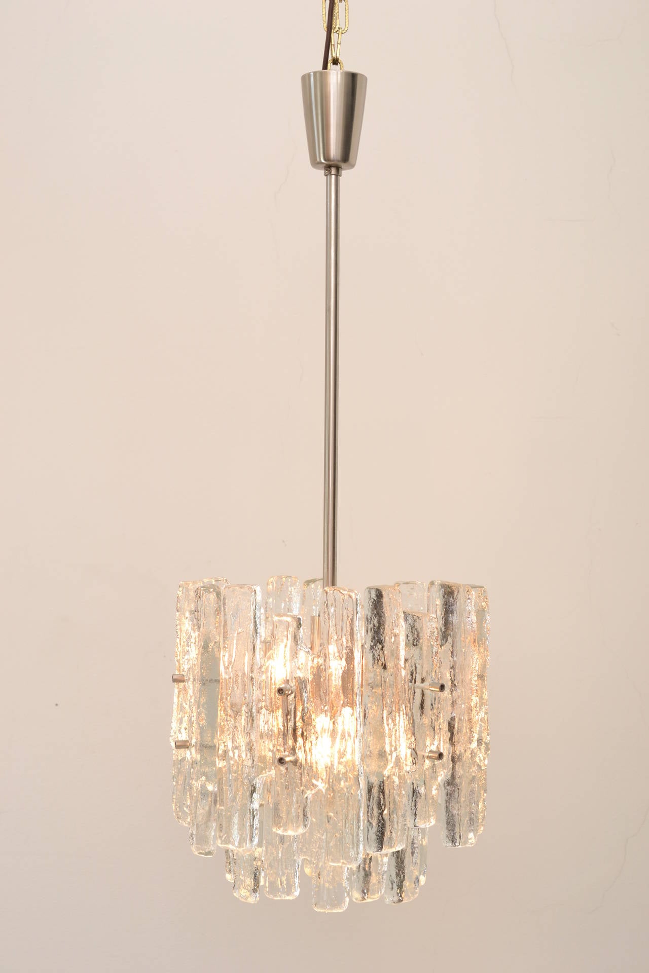 Plated Massive Two-Tier Kalmar Ice Glass Chandelier For Sale