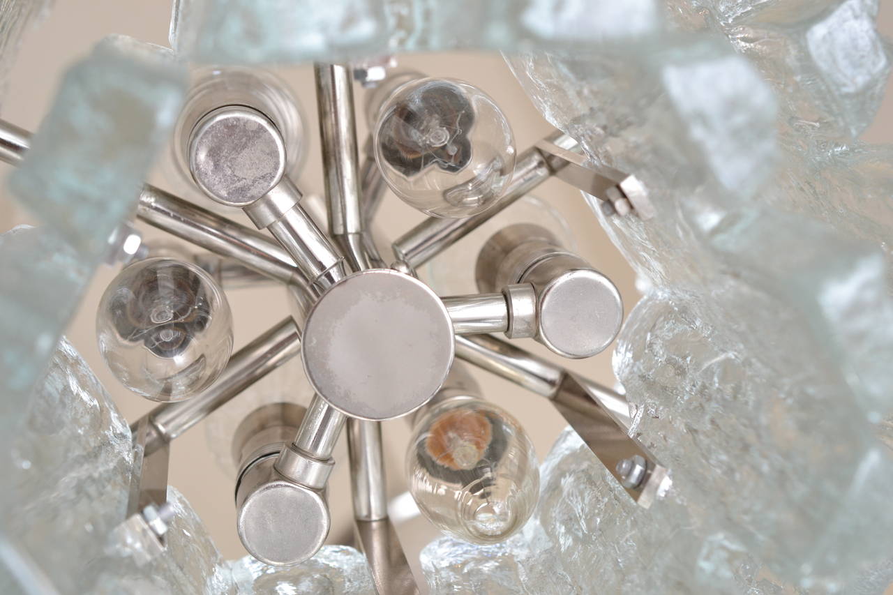 Mid-20th Century Massive Two-Tier Kalmar Ice Glass Chandelier For Sale