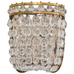Crystal Glass Brass Sconce by Bakalowits, Vienna 1950