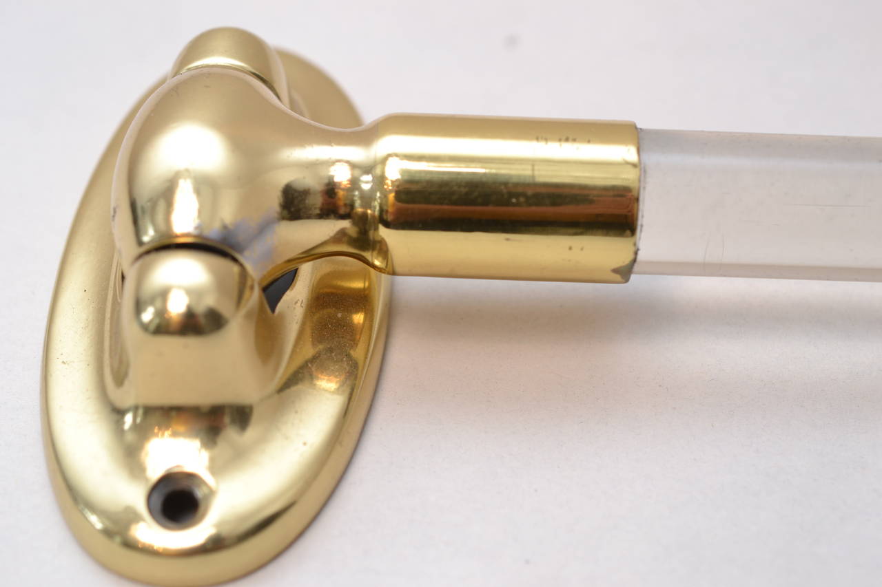 Polished Laterally Swiveling Towel Holder from Brass and Glass