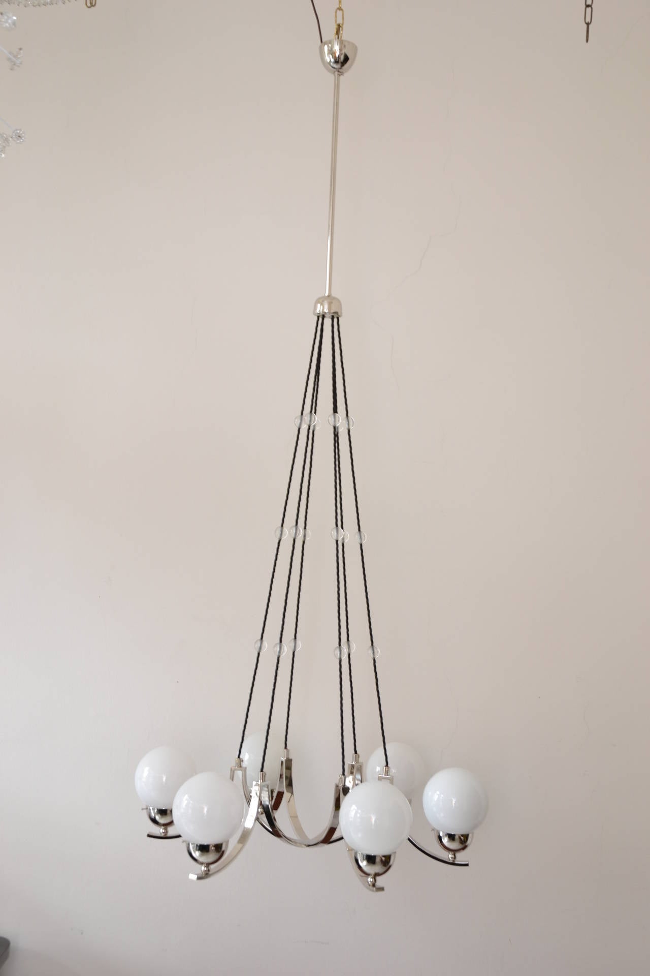 Art Deco Nickel-Plated Chandelier In Good Condition For Sale In Wien, AT