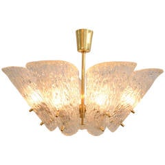 Kalmar Vienna Brass Chandelier with White Textured Glass Lamp Shades 7
