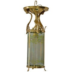 Antique Ceiling Lamp with Hand-Painted Sprig of Mistletoe Motive