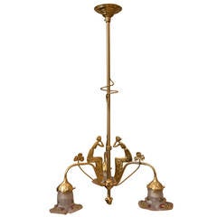 Art Nouveau Three-Light Ceiling Lamp