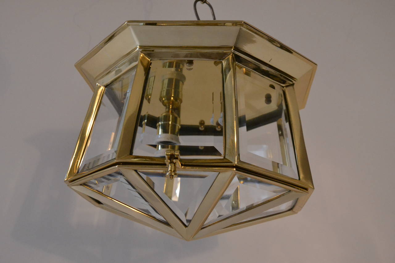 Austrian Three Ceiling Lights with Hand-Cut Glass For Sale