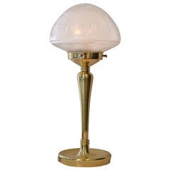 Table lamp with original cut and matted glass shade
