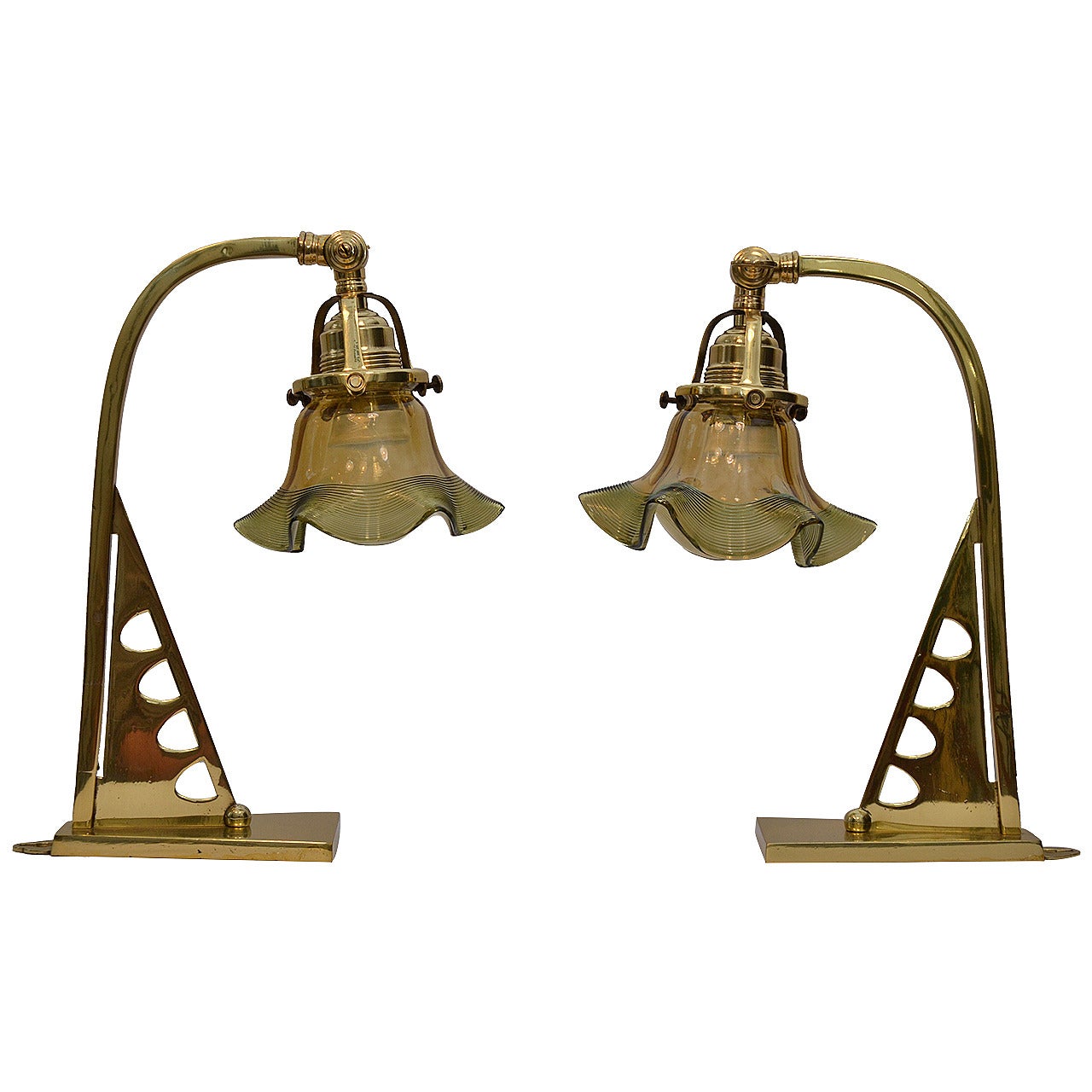 Pair of Table Lamps with Opaline Glass Shade