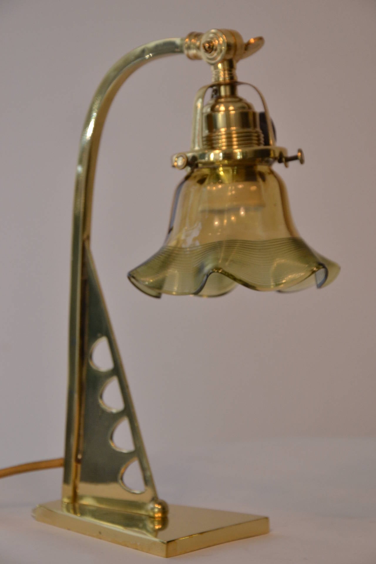 Art Nouveau Pair of Table Lamps with Opaline Glass Shade