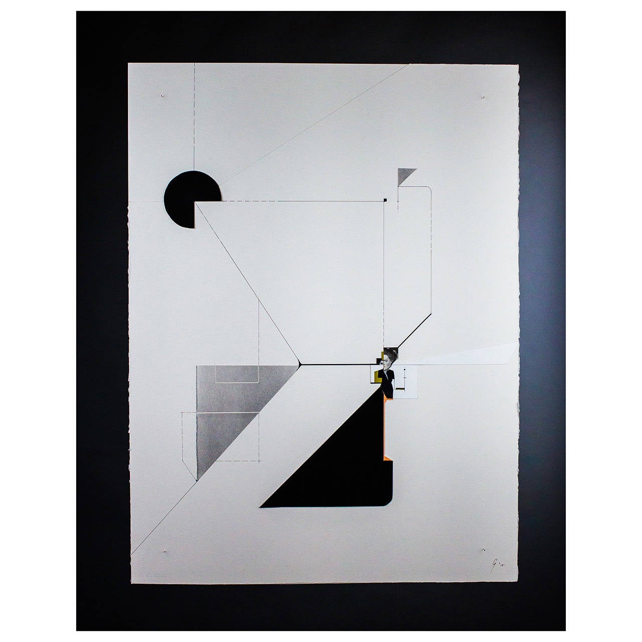 Gabriel Ann Maher, Alignment #3 "Assemblage + Line on Paper, " Holland, 2015 For Sale