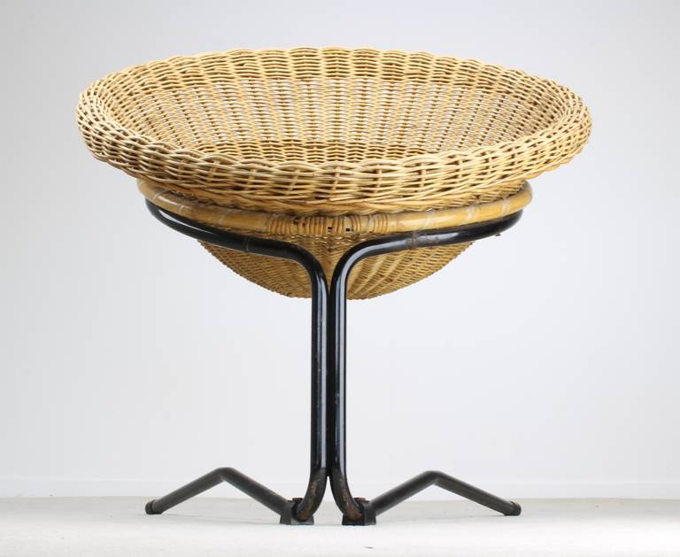Arnold Bueno de Mesquita Wicker Lounge Chair for Rohé Noordwolde, Holland 1960's