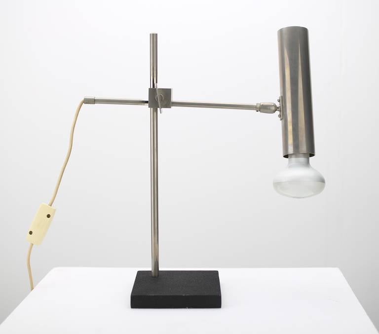 Italian Minimalist Stainless Steel Desk Lamp, Italy 1950's For Sale
