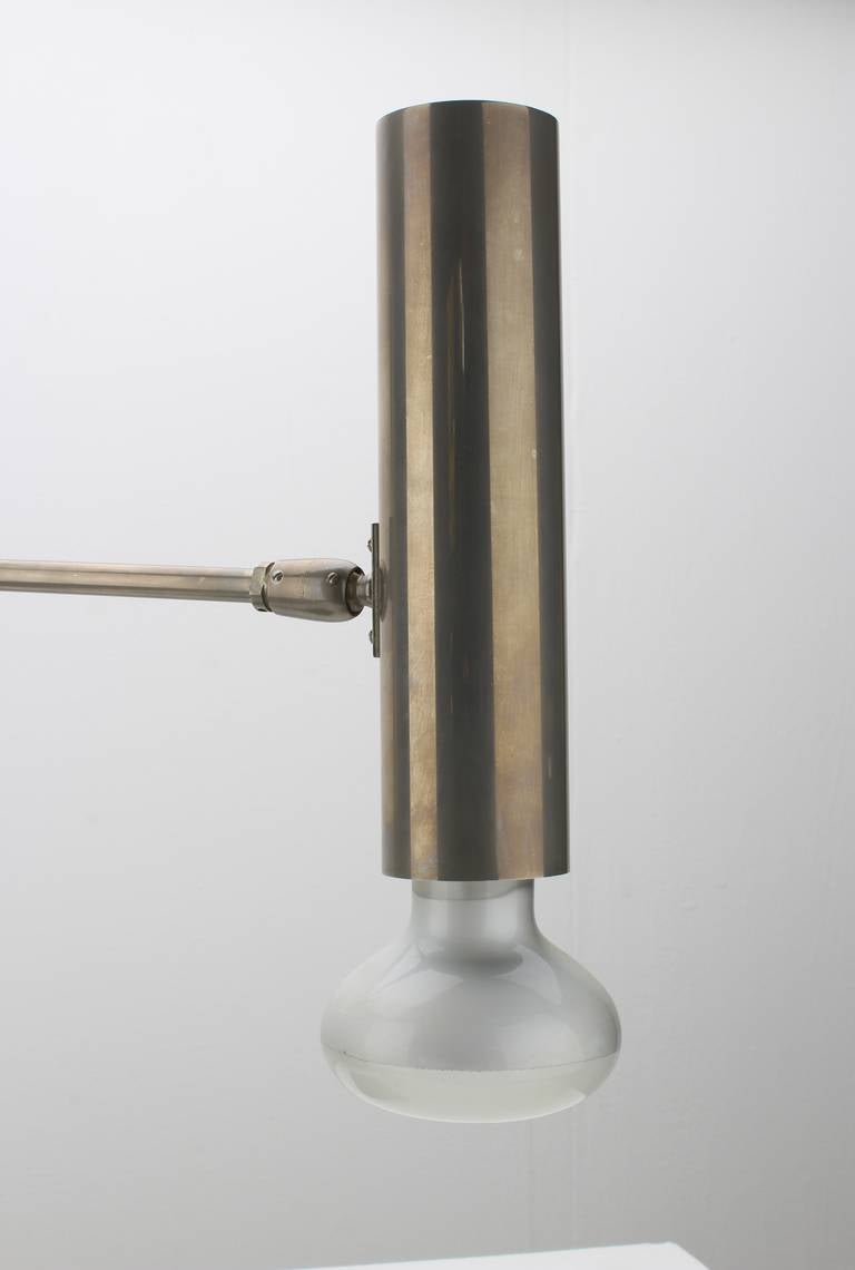 Mid-20th Century Minimalist Stainless Steel Desk Lamp, Italy 1950's For Sale