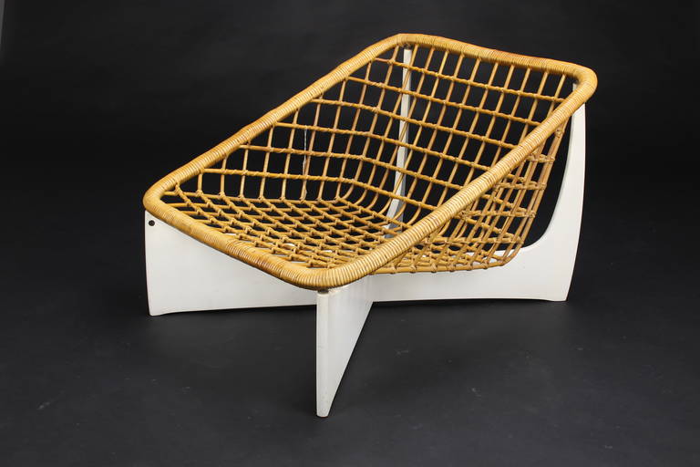 Pastoe Wicker Lounge Chair, Holland 1960's In Good Condition For Sale In Waalre, NL