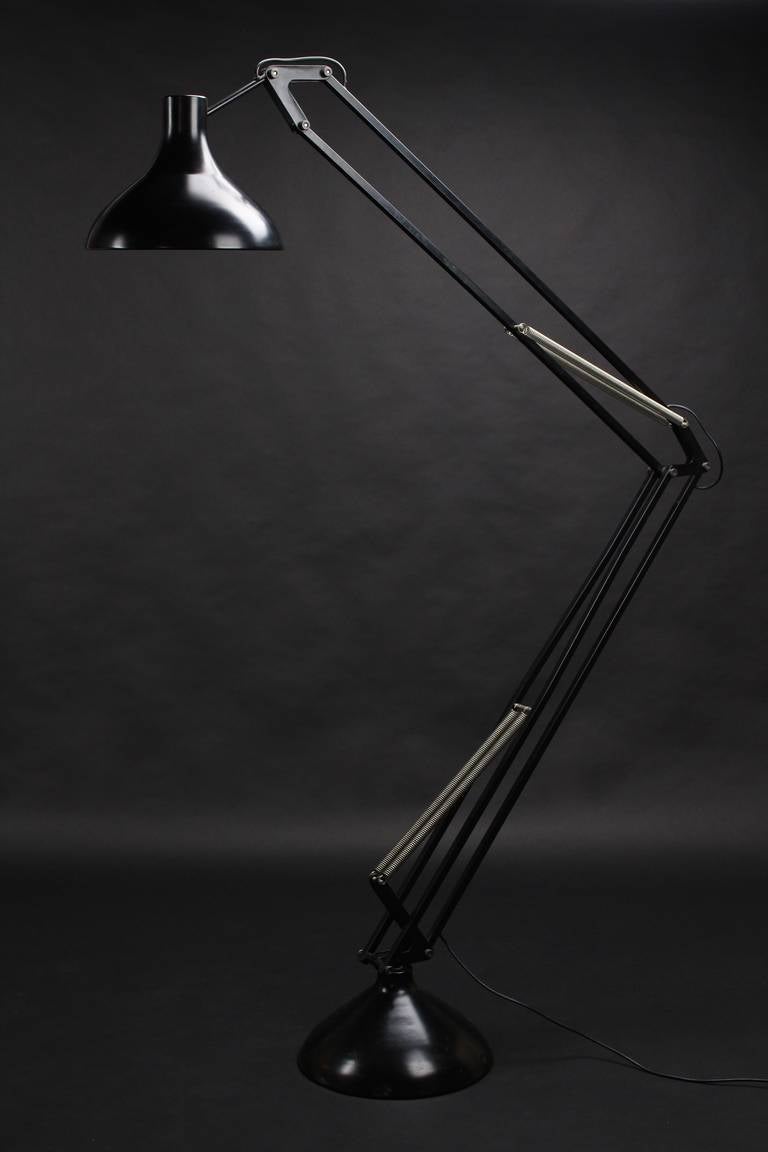 Italian Giant Black Metal Drafting Floor Lamp, Italy 1970's For Sale